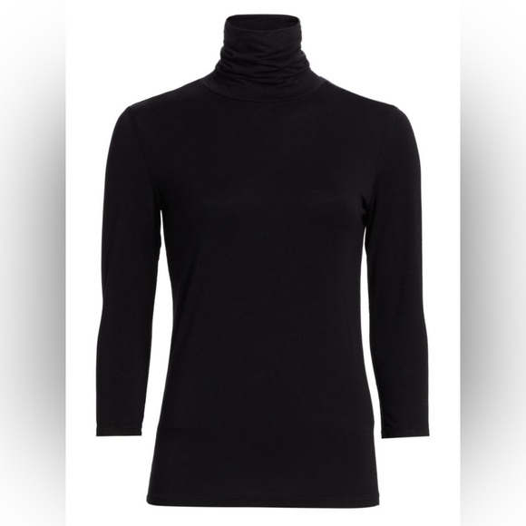 L'Agence Aja 3/4 sleeve Black Turtleneck Top in Black SzPSmall - Picture 2 of 11